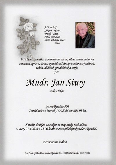 Smuteční oznámení – Mudr Siwy