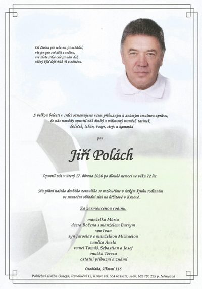 Smuteční oznámení – Jiří Polách
