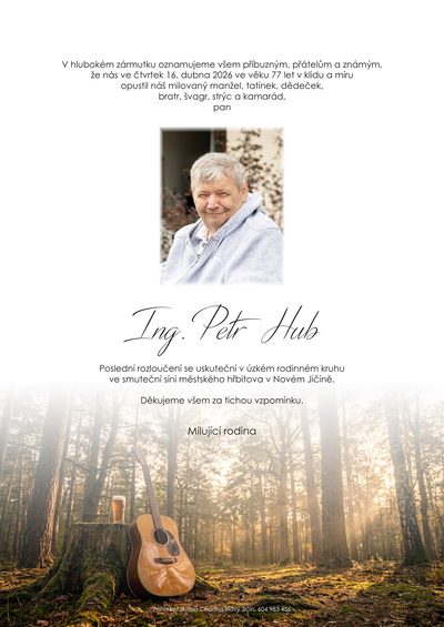 Smuteční oznámení – Petr Hub