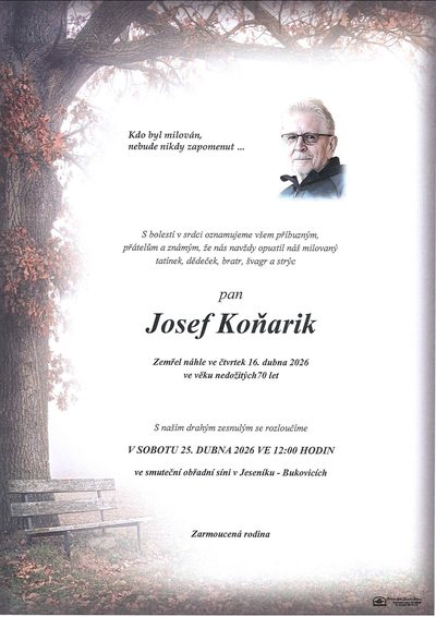 Smuteční oznámení – Josef Koňarik