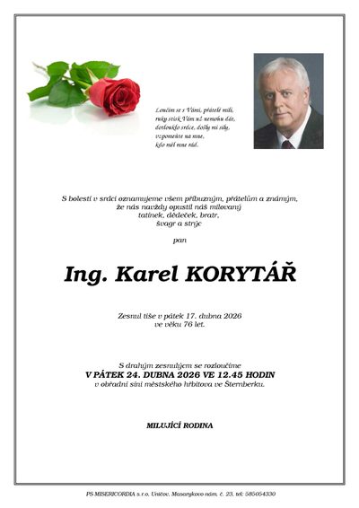 Smuteční oznámení – Karel Korytář