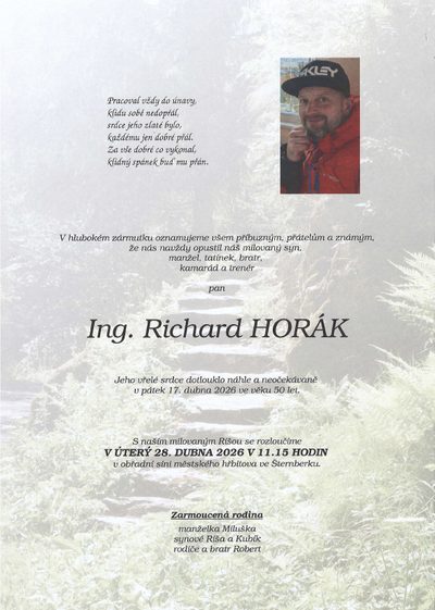 Smuteční oznámení – Richard Horák