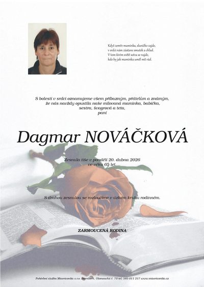 Smuteční oznámení – Dagmar Nováčková