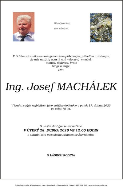 Smuteční oznámení – Josef Machálek