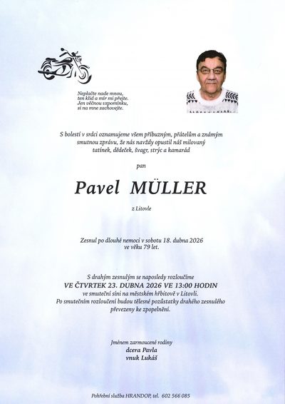Smuteční oznámení – Pavel Můller