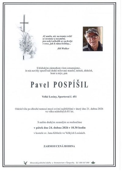 Smuteční oznámení – Pavel Pospíšil