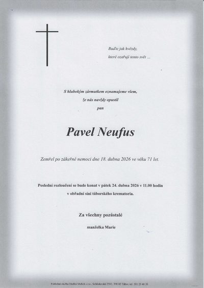 Smuteční oznámení – Pavel Neufus