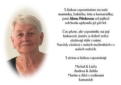 Smuteční oznámení – Alenu Pávkovou