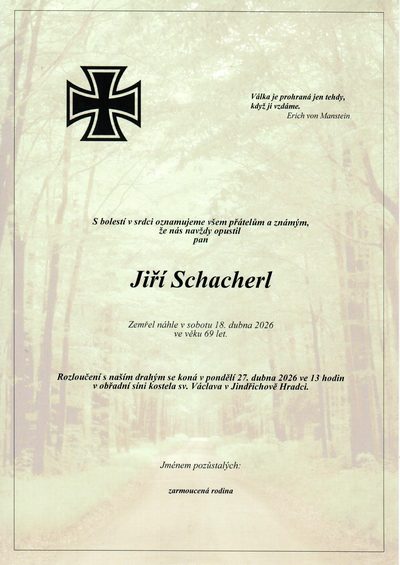 Smuteční oznámení – Jiří Schacherl