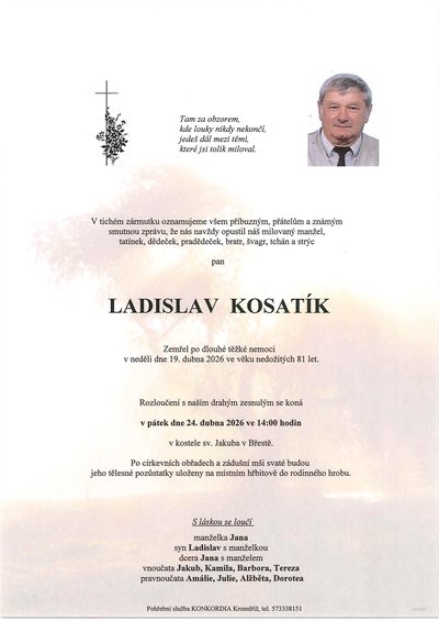 Smuteční oznámení – Ladislav Kosatík