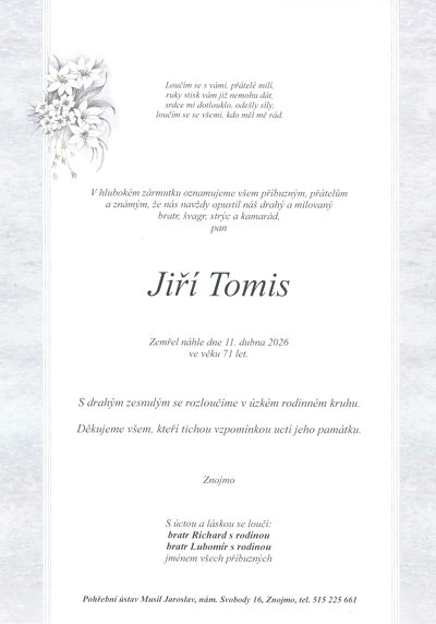 Smuteční oznámení – Ujeme Vsem Dpf