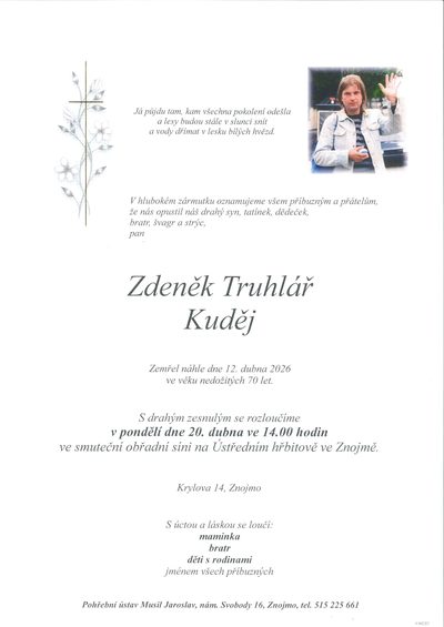 Smuteční oznámení – Zdeněk Truhlář