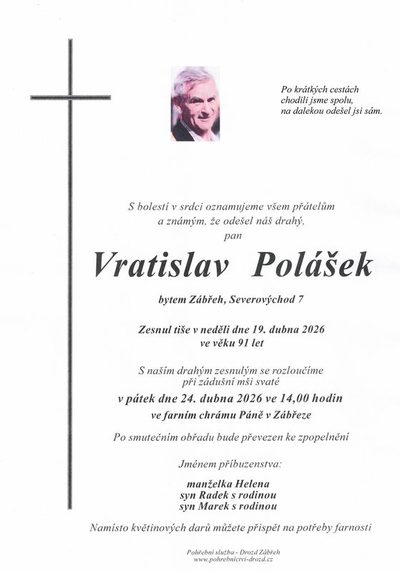 Smuteční oznámení – Vratislav Polášek