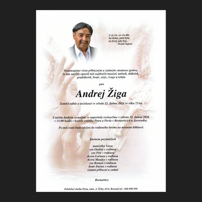 Smuteční oznámení – Andrej Žiga