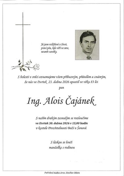 Smuteční oznámení – Alois Čajánek