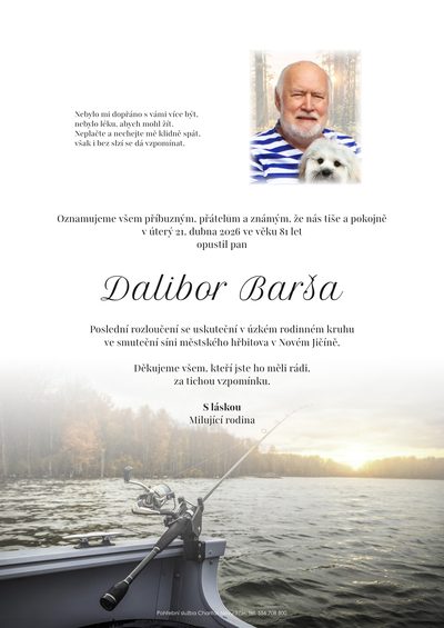Smuteční oznámení – Dalibor Barša