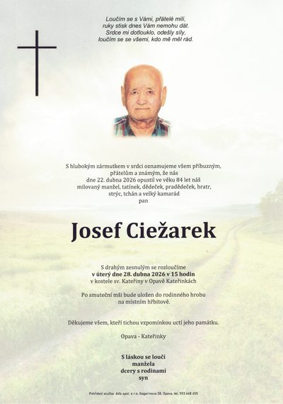 Smuteční oznámení – Josef Ciežarek