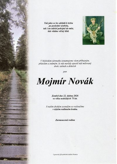 Smuteční oznámení – Mojmír Novák