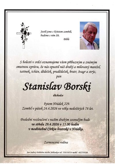 Smuteční oznámení – Stanislav Borski