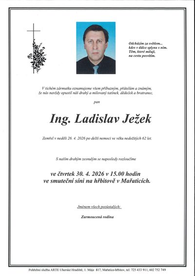 Smuteční oznámení – Ladislav Ježek