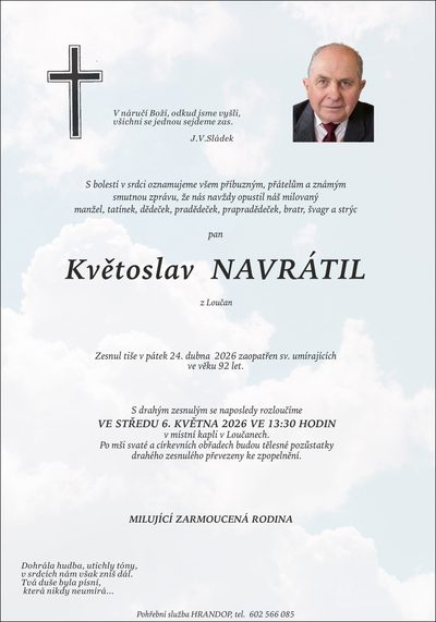 Smuteční oznámení – Květoslav Navrátil