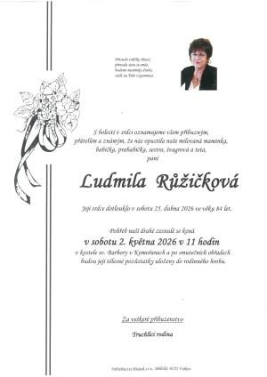 Smuteční oznámení – Ludmila Růžičková