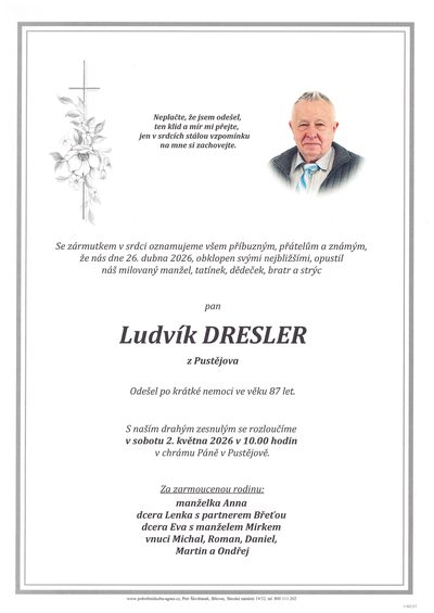 Smuteční oznámení – Ludvík Dresler
