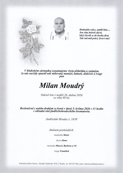 Smuteční oznámení – Milan Moudrý