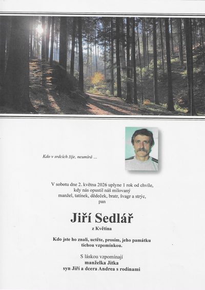 Smuteční oznámení – Jiří Sedlář