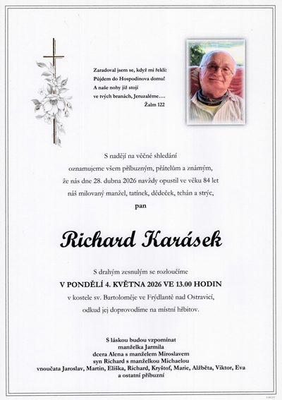 Smuteční oznámení – Richard Karásek