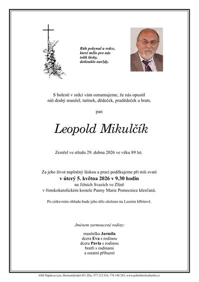 Smuteční oznámení – Leopold Mikulčík