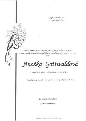 Smuteční oznámení – Anežka Gottwaldová