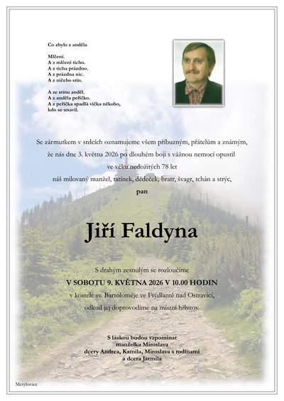 Smuteční oznámení – Jiří Faldyna
