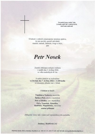 Smuteční oznámení – Petr Nosek