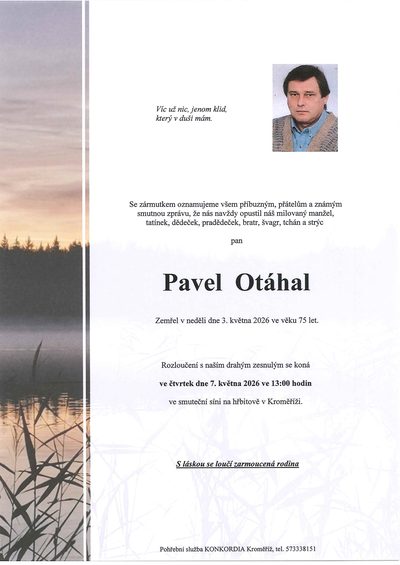 Smuteční oznámení – Pavel Otáhal