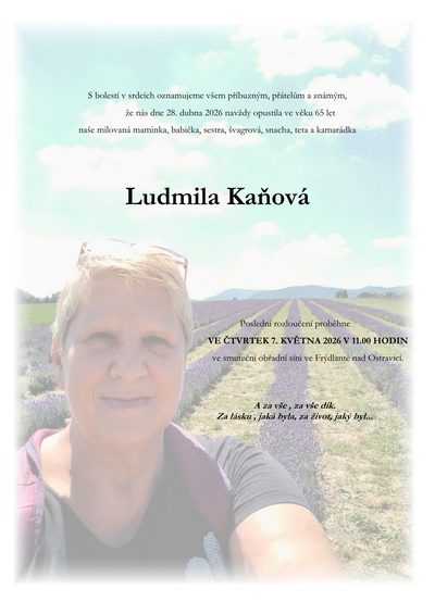 Smuteční oznámení – Ludmila Kaňová