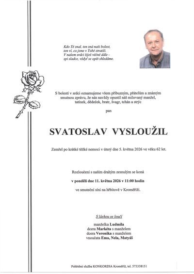 Smuteční oznámení – Svatoslav Vysloužil