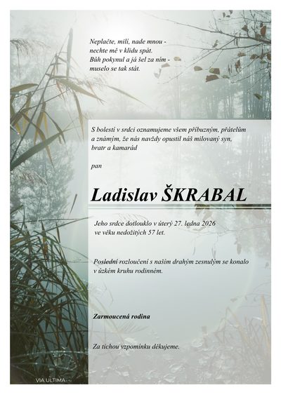 Smuteční oznámení – Ladislav Škrabal
