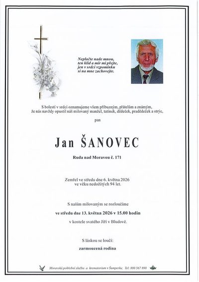 Smuteční oznámení – Jan Šanovec