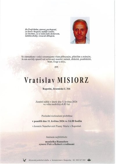 Smuteční oznámení – Vratislav Misiorz