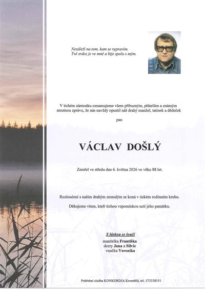 Smuteční oznámení – Václav Došlý