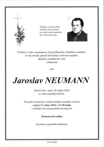 Smuteční oznámení – Jaroslav Neumann