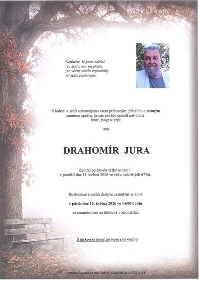 Smuteční oznámení – Drahomír Jura