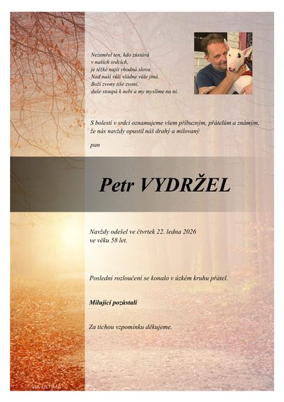 Smuteční oznámení – Petr Vydržel