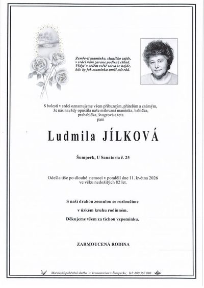 Smuteční oznámení – Ludmila Jílková