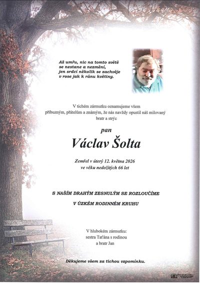 Smuteční oznámení – Václav Šolta