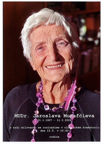 Smuteční oznámení – Jaroslava Mutafčieva