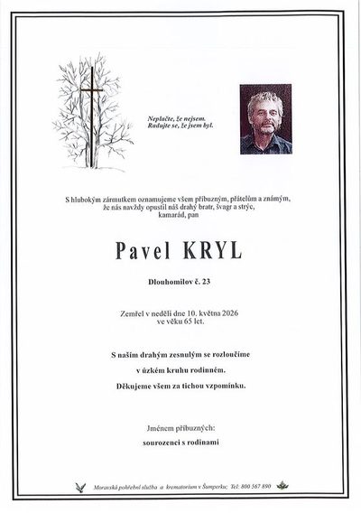 Smuteční oznámení – Pavel Kryl