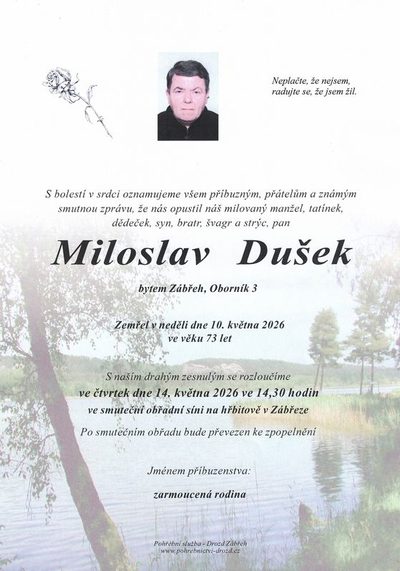 Smuteční oznámení – Jménem Dušek