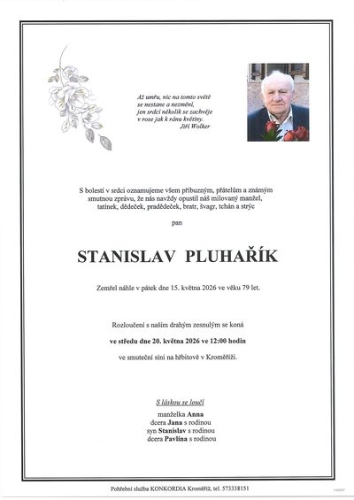 Smuteční oznámení – Stanislav Pluhařík